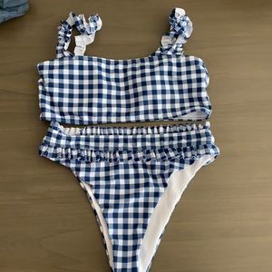 Blue Plaid Shein Bikini M